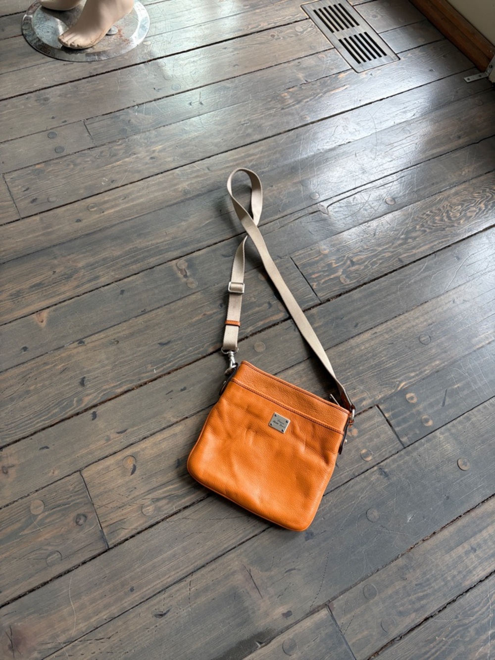 Lauren Ralph Lauren Orange Leather Crossbody Messenger Bag
